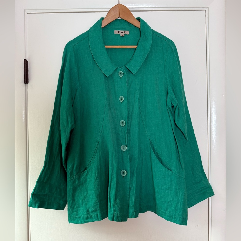 FLAX Linen Lagenlook Shirt Jacket Colorful Sustainable Fashion Coastal Grandma